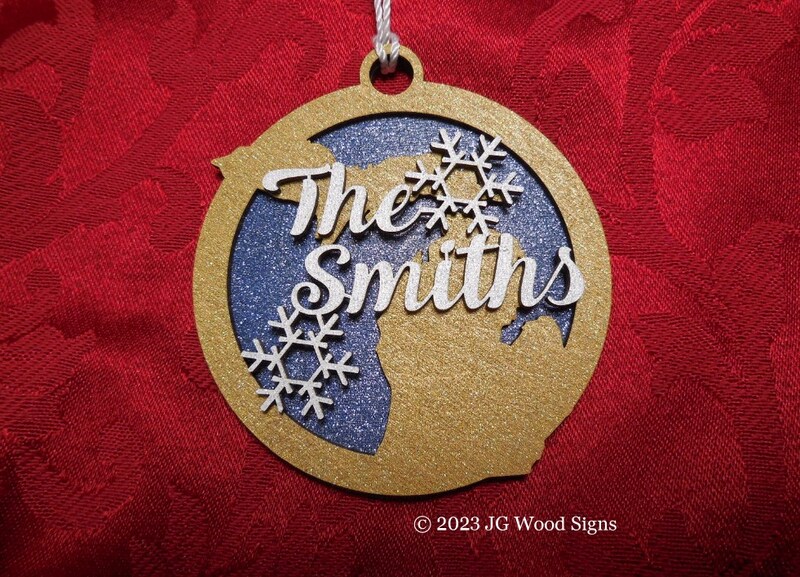 State Outline Name Christmas Ornaments Gift Layered Wood JGWoodSigns Ornament Smith-B10